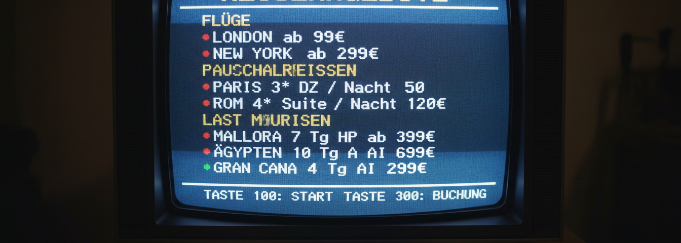 reiseangebot im videotext eines alten TV