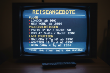 reiseangebot im videotext eines alten TV